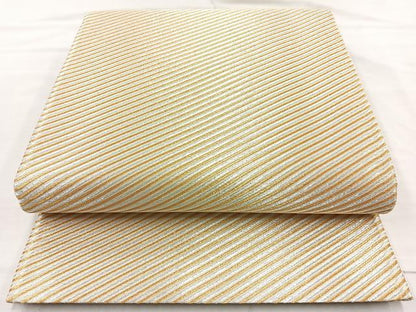 平和屋着物◎佐賀錦 六通柄袋帯 斜縞 金銀糸 正絹 逸品 BAAM6586cm