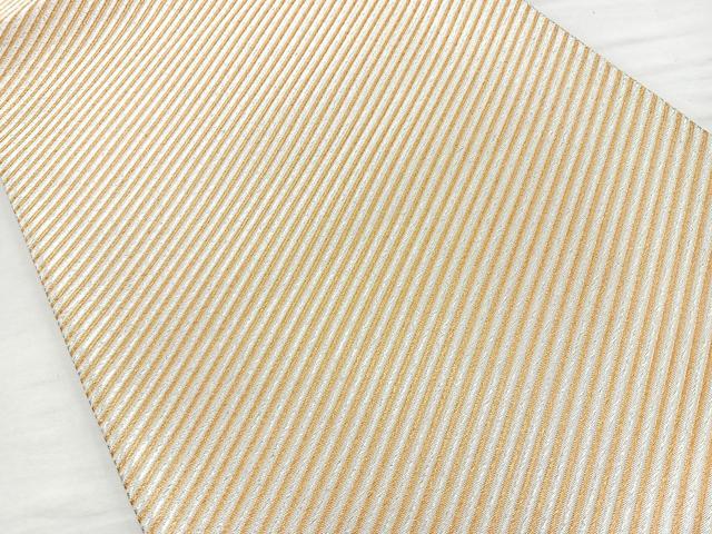 平和屋着物◎佐賀錦 六通柄袋帯 斜縞 金銀糸 正絹 逸品 BAAM6586cm