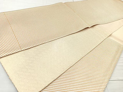 平和屋着物◎佐賀錦 六通柄袋帯 斜縞 金銀糸 正絹 逸品 BAAM6586cm