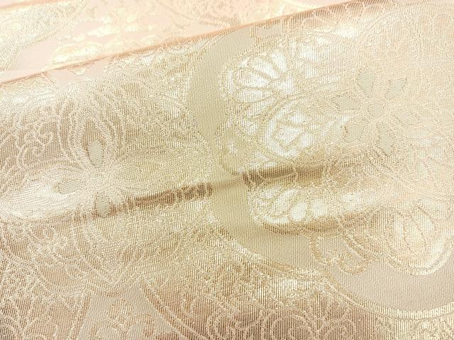 平和屋着物◎六通柄　本袋帯　花唐草文　金糸　正絹　逸品　BAAM6589cm