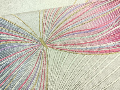平和屋着物◎佐賀錦 六通柄袋帯 舞蝶文 金銀糸 正絹 逸品 BAAM6600cm