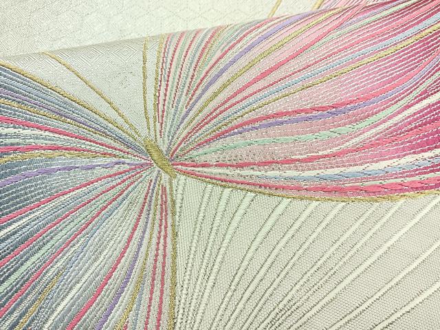 平和屋着物◎佐賀錦 六通柄袋帯 舞蝶文 金銀糸 正絹 逸品 BAAM6600cm