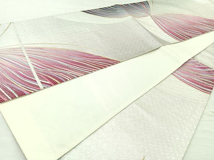 平和屋着物◎佐賀錦 六通柄袋帯 舞蝶文 金銀糸 正絹 逸品 BAAM6600cm