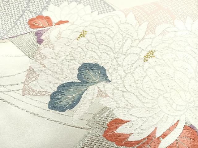平和屋着物◎六通柄袋帯　唐織　菊　金銀糸　正絹　逸品　BAAM6626cm