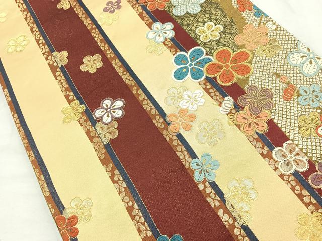 平和屋着物◎六通柄袋帯　唐織　舞花間道　金糸　正絹　逸品　BAAM6640cm