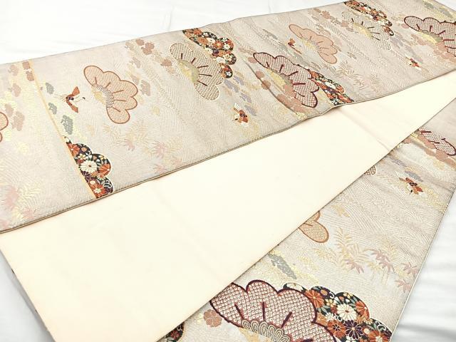 平和屋着物◎六通柄袋帯　唐織　笠松　金糸　正絹　逸品　BAAM6645cm
