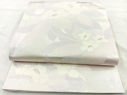平和屋着物◎六通柄袋帯 草花文 金銀糸 正絹 逸品 BAAM6654cm