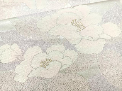 平和屋着物◎六通柄袋帯 草花文 金銀糸 正絹 逸品 BAAM6654cm