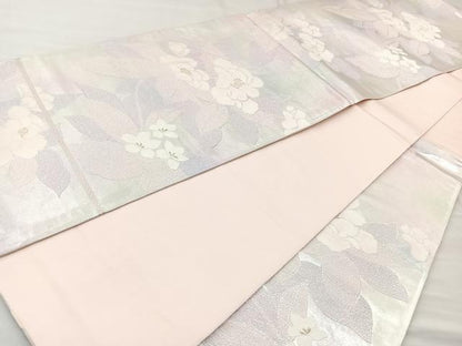 平和屋着物◎六通柄袋帯 草花文 金銀糸 正絹 逸品 BAAM6654cm