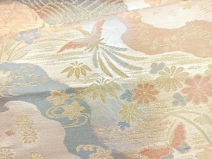 平和屋着物◎六通柄袋帯 道長舞蝶花鳥文 金銀糸 正絹 逸品 BAAM6662cm