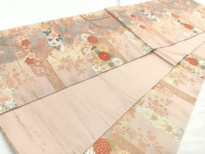 平和屋着物◎六通柄袋帯　唐織　春秋四君子文　金糸　正絹　逸品　BAAM6683cm