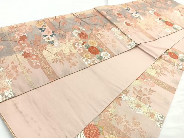 平和屋着物◎六通柄袋帯　唐織　春秋四君子文　金糸　正絹　逸品　BAAM6683cm