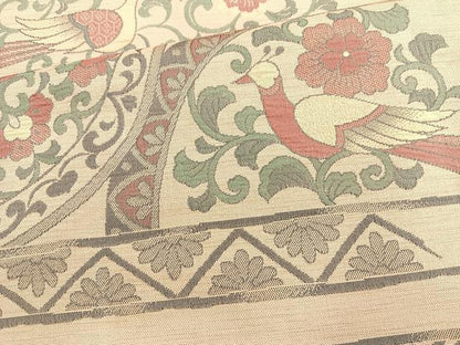 平和屋着物◎六通柄袋帯　花鳥唐草文　正絹　逸品　BAAM6700cm