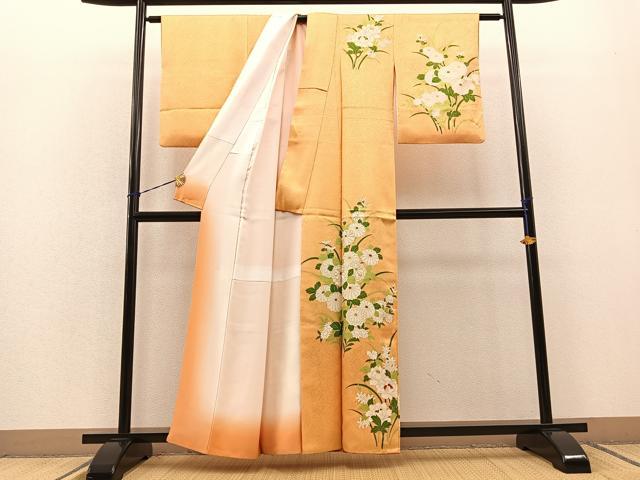 平和屋着物■訪問着　刺繍　草花文　金彩　正絹　逸品　BAAM7043by