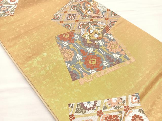 平和屋着物■六通柄袋帯 唐織 双鳥古代箔文 金糸 正絹 逸品 BAAM7933if