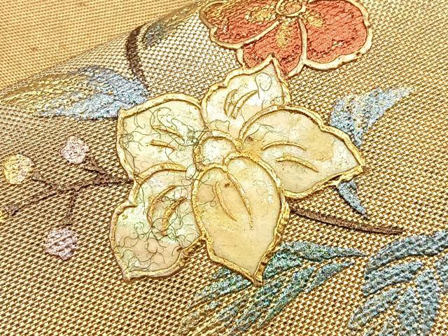 平和屋着物■太鼓柄袋帯 螺鈿 切嵌 辻が花 金彩 正絹 逸品 BAAM7941if