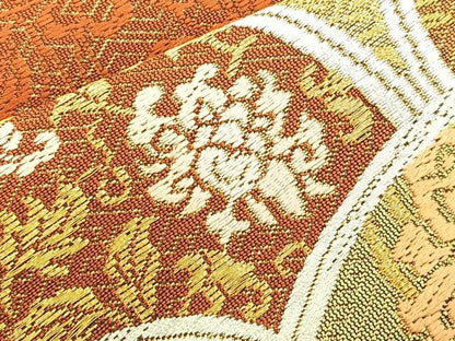 平和屋着物■六通柄袋帯　唐織　花青海波　金糸　正絹　逸品　BAAM7948if