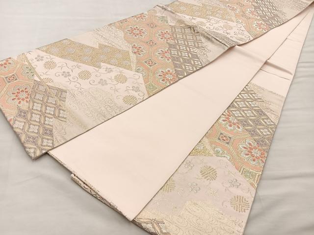 平和屋着物■六通柄袋帯 唐織 松皮菱蜀江文 金銀糸 正絹 逸品 BAAM7958if