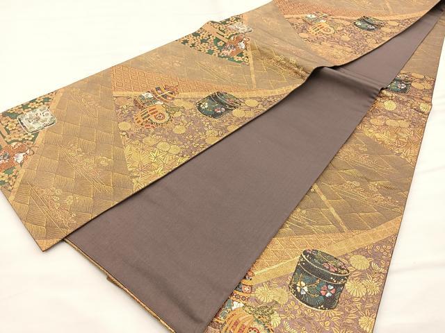 平和屋着物■六通柄袋帯 唐織 香を聴く 金糸 正絹 逸品 BAAM7969if