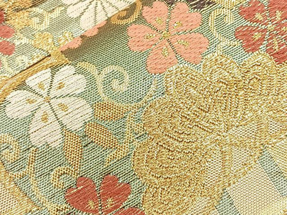 平和屋着物■六通柄袋帯　唐織　松竹梅　金糸　正絹　逸品　BAAM7981if