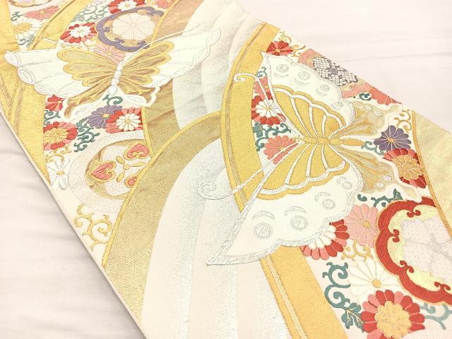 平和屋着物■六通柄袋帯　唐織　花蝶文　金銀糸　正絹　逸品　BAAM7998if