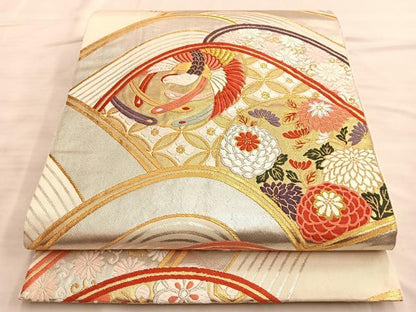 平和屋着物●六通柄袋帯 唐織 鳳凰七宝花文 金銀糸 正絹 逸品 BAAM8027du