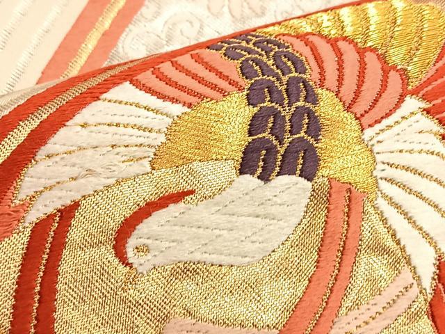 平和屋着物●六通柄袋帯 唐織 鳳凰七宝花文 金銀糸 正絹 逸品 BAAM8027du