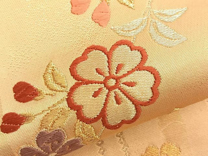 平和屋着物●六通柄袋帯 唐織 舞蝶枝垂れ桜 金糸 鈴乃屋扱い 正絹 逸品 BAAM8038du