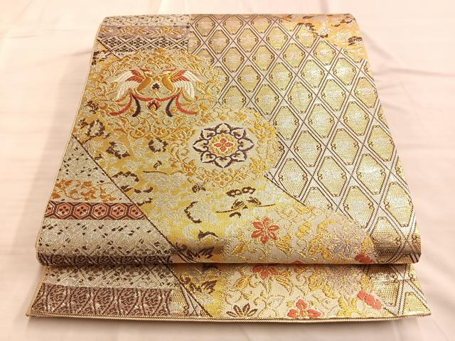 平和屋着物■佐賀錦 六通柄袋帯 唐織 姫物語 金糸 正絹 逸品 BAAM8162du