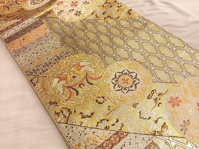 平和屋着物■佐賀錦 六通柄袋帯 唐織 姫物語 金糸 正絹 逸品 BAAM8162du