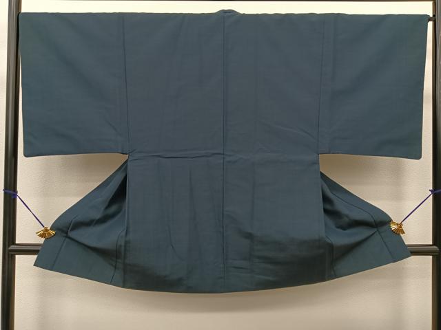平和屋着物●男性 紬 アンサンブル 藍鉄色 羽裏：七福神 正絹 逸品 BAAM9333fw