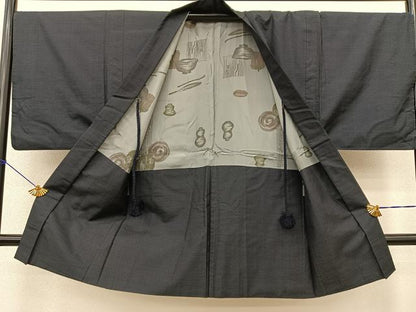 平和屋着物●男性　本場大島紬　アンサンブル　絣文様　反端付き　正絹　逸品　BAAM9339fw
