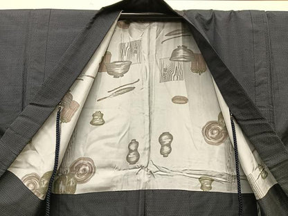 平和屋着物●男性　本場大島紬　アンサンブル　絣文様　反端付き　正絹　逸品　BAAM9339fw