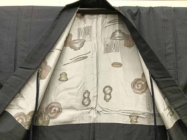 平和屋着物●男性　本場大島紬　アンサンブル　絣文様　反端付き　正絹　逸品　BAAM9339fw