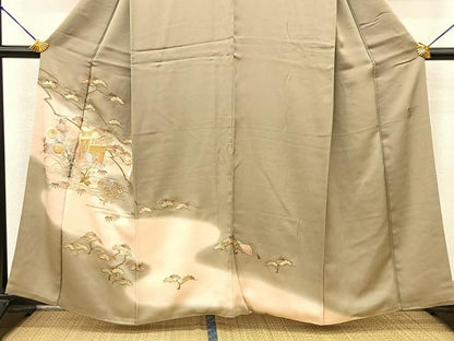 平和屋着物●金彩友禅　卓越技能者・名工・和田光正　訪問着　草花文　暈し染め　反端付き　正絹　逸品　BAAM9368fw
