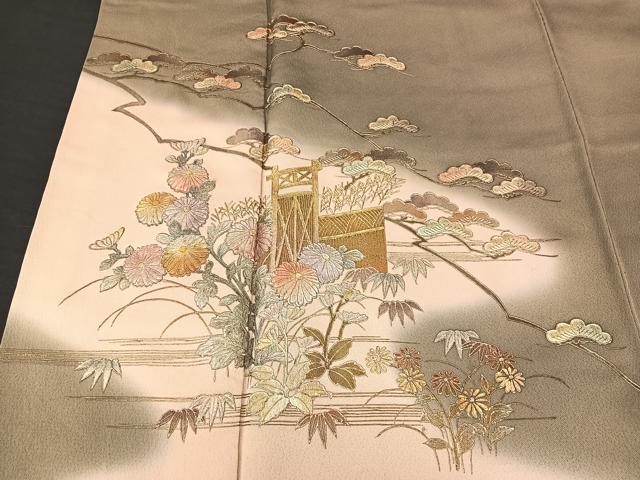 平和屋着物●金彩友禅　卓越技能者・名工・和田光正　訪問着　草花文　暈し染め　反端付き　正絹　逸品　BAAM9368fw