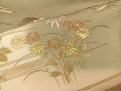 平和屋着物●金彩友禅　卓越技能者・名工・和田光正　訪問着　草花文　暈し染め　反端付き　正絹　逸品　BAAM9368fw