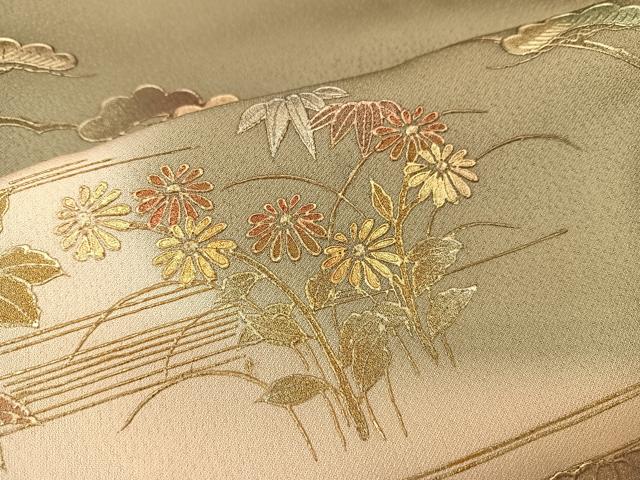 平和屋着物●金彩友禅　卓越技能者・名工・和田光正　訪問着　草花文　暈し染め　反端付き　正絹　逸品　BAAM9368fw