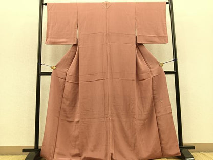 平和屋着物●加賀友禅の巨匠　初代　由水十久監修　色無地　曙色　鬼しぼ縮緬　正絹　逸品　BAAM9460gt