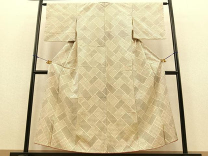 平和屋着物■上質な紬　檜垣文様　正絹　逸品　BAAM9953ow