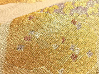 平和屋着物■六通柄袋帯 若松葉有職文様 金糸 正絹 逸品 BAAN0340du