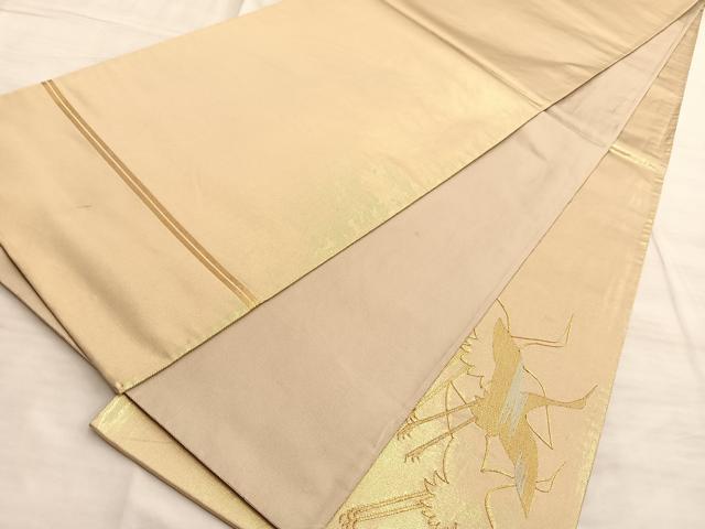 平和屋着物■太鼓柄袋帯 刺繍 群鶴 金銀糸 正絹 逸品 BAAN1012du