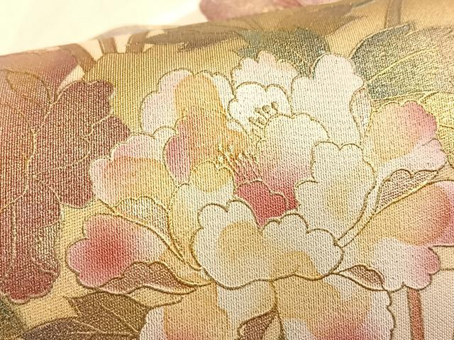 平和屋着物■太鼓柄袋帯 扇面有職花文 金彩 正絹 逸品 BAAN1036du