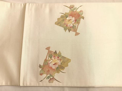 平和屋着物■太鼓柄袋帯 扇面有職花文 金彩 正絹 逸品 BAAN1036du