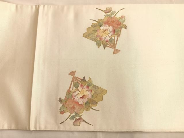 平和屋着物■太鼓柄袋帯 扇面有職花文 金彩 正絹 逸品 BAAN1036du