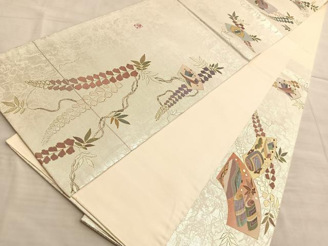 平和屋着物■太鼓柄袋帯 螺鈿箔 御所車宝尽くし文 金銀彩 正絹 逸品 BAAN1073du