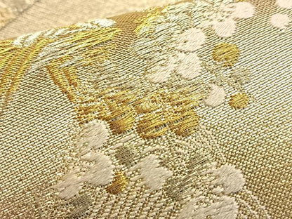 平和屋着物■六通柄袋帯　裂取松梅丸文　金銀糸　正絹　逸品　BAAN1080du