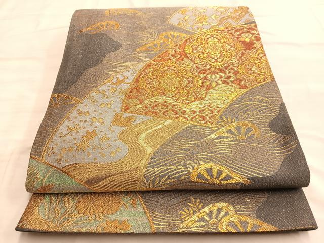 平和屋着物■六通柄袋帯　地紙重ね正倉院花文　金糸　正絹　逸品　BAAN1085du