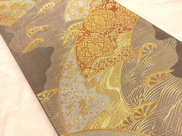 平和屋着物■六通柄袋帯　地紙重ね正倉院花文　金糸　正絹　逸品　BAAN1085du