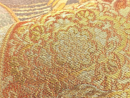 平和屋着物■六通柄袋帯　地紙重ね正倉院花文　金糸　正絹　逸品　BAAN1085du